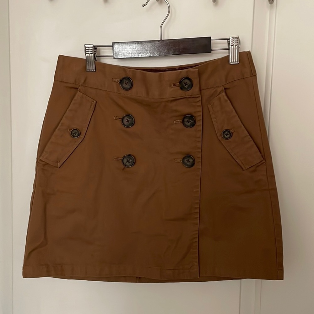 Khaki J.Crew Button Front Skirt